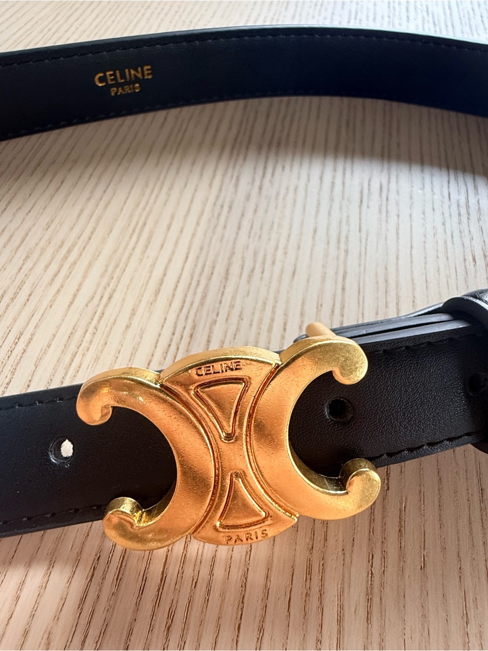 Black Belt with Gold Triomphe-Style Buckle
